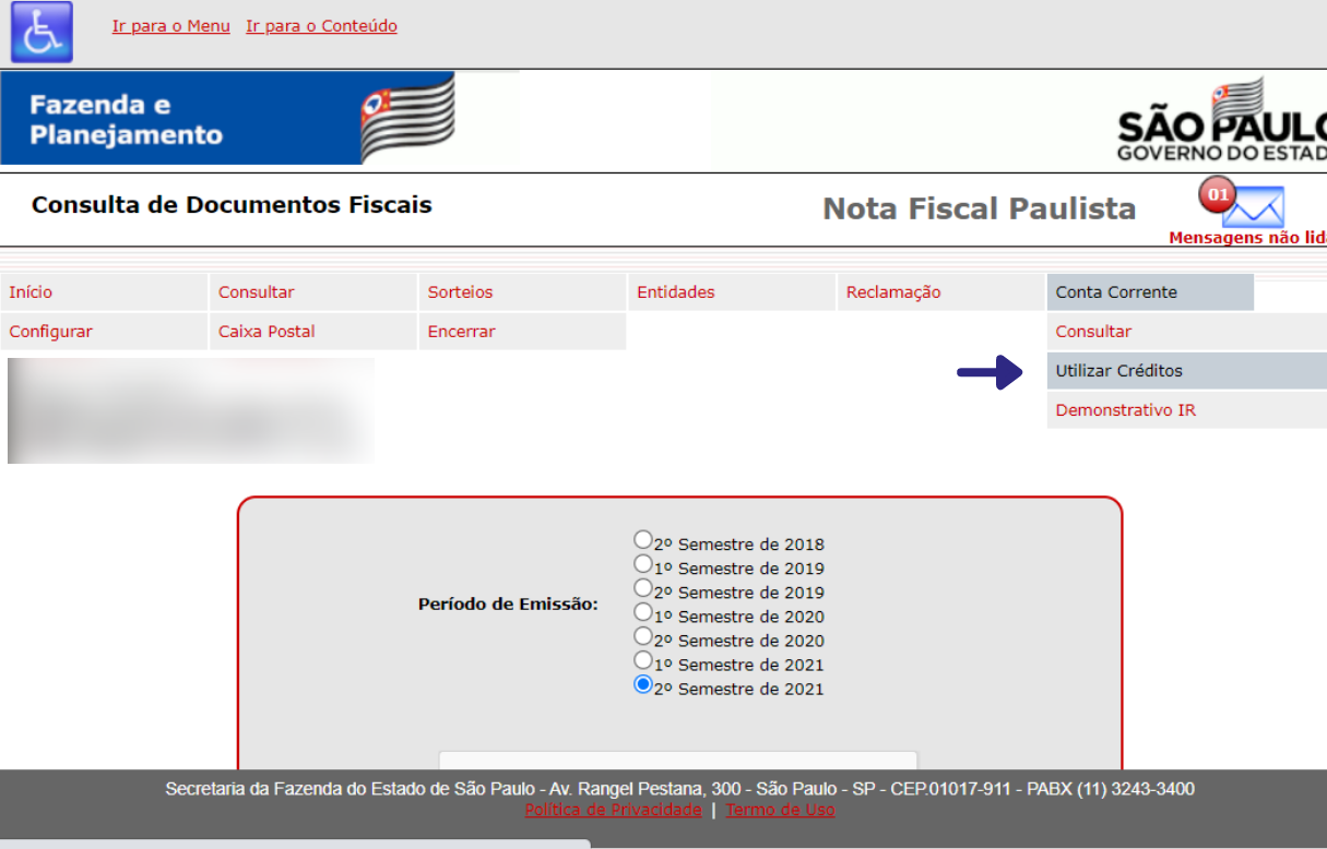 Nota Fiscal Paulista Saldo